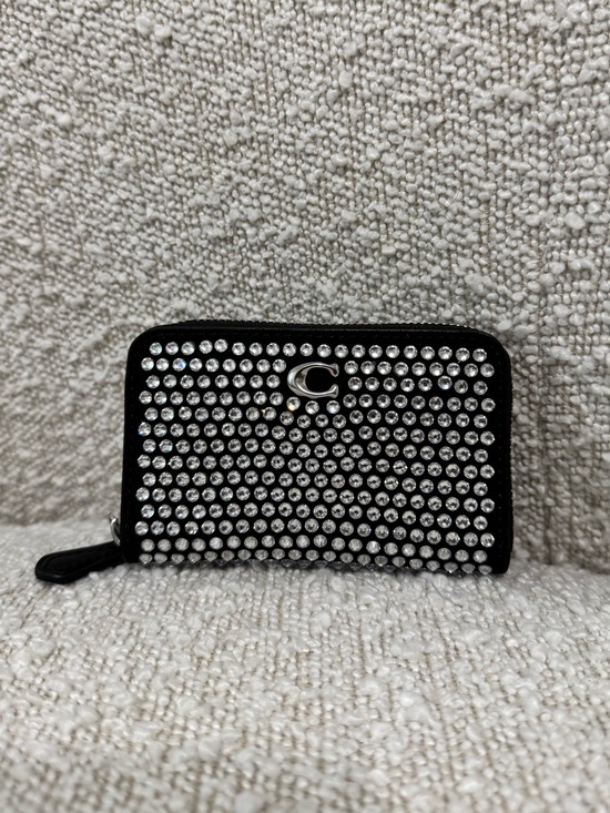 Coach Accessories - Coach Black Crystal-Embellished Zip Wallet